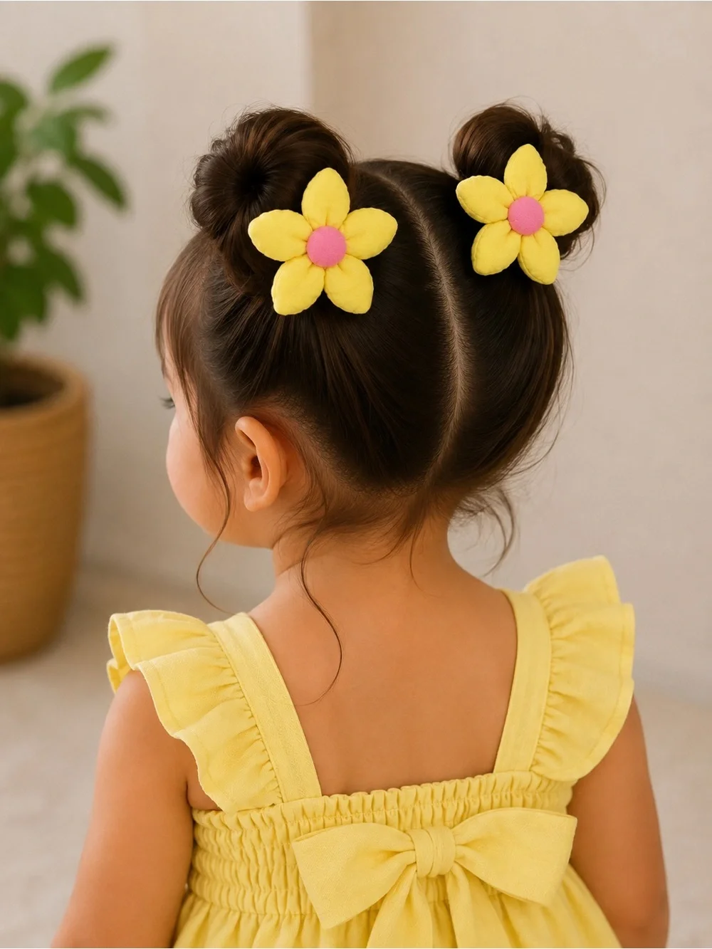 Kids Yellow Flower Hair Clips - Cute Floral Hair Accessories